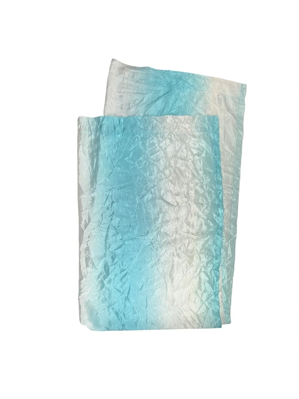Single Crinkle Satin Curtain Drape Light Blue & White Faux Silk 1 Panel 90